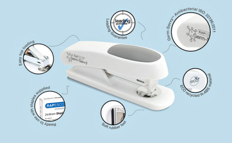 Nietmachine Rapesco Germ-Savvy ECO Sting Ray antibacterieel 24/6mm wit