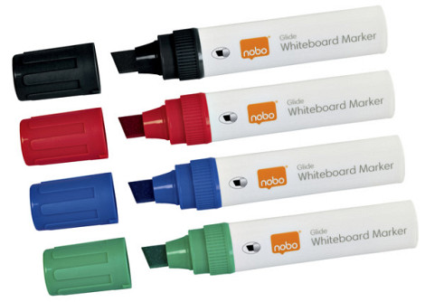Whiteboardmarker Nobo Glide schuin assorti 10mm 4stuks