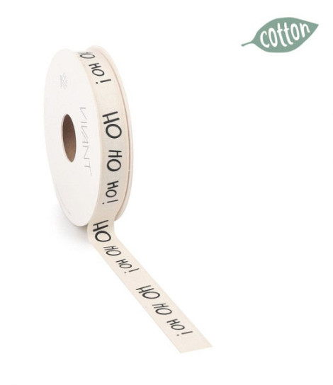 Kerst Lint HOHOHO 15mm x 20 meter ivoor
