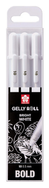 Gelschrijver Sakura Gelly Roll 08 medium 0.4mm set à 3 stuks wit