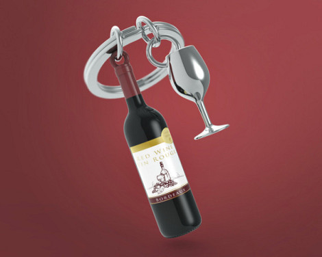 Sleutelhanger Metalmorphose rode wijn