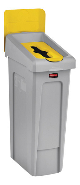 Deksel Rubbermaid Slim Jim Recyclestation inwerpopening voor gemengde recycling geel