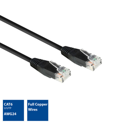 Kabel ACT CAT6 Network koper 5 meter zwart