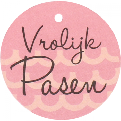 Kaartjes Vrolijk Pasen 50mm roze 50 stuks