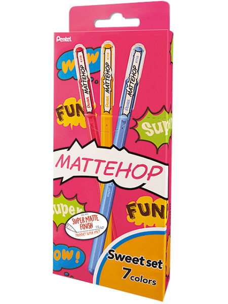Gelschrijver Pentel K110 Mattehop Fun Sweet medium assorti blister à 7 stuks