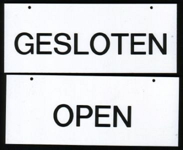 Bordje open - gesloten (+zuignap)