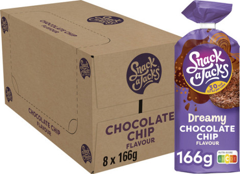 Rijstwafel Snack-a-Jacks chocololate chip pak 166 gram