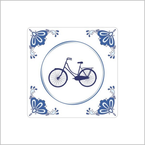 Etiket / Sticker Delftsblauw 40x40mm  250 stuks Fiets
