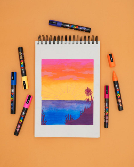 Paintmarker Uni POSCA PC3M fijn glitter pastel assorti set a 8 stuks