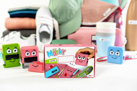 Textielstempel Colop Marky personaliseerbaar roze
