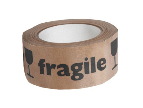 Papieren  Tape - 50mmx66mtr 'Breekbaar Fragile' per stuk