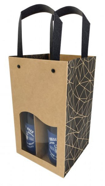 Bierverpakking, 4 flesjes, ecru 150+150x260mm  (10 stuks)