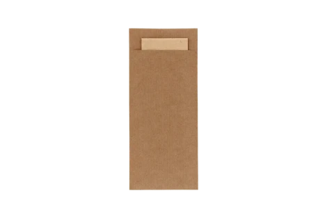 Bestekpochet 80x185mm bruin kraft  + naturel servet 600 stuks