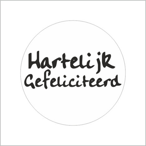 Etiket / Sticker wit-zwart 'Hartelijk gefeliciteerd' 500 stuks