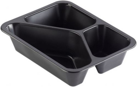 Menubak pp zwart 3 vaks 227x178x43mm 810cc 216 stuks