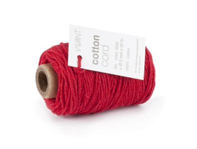 Cotton Cord / Katoen touw 50 meter rood ø2mm
