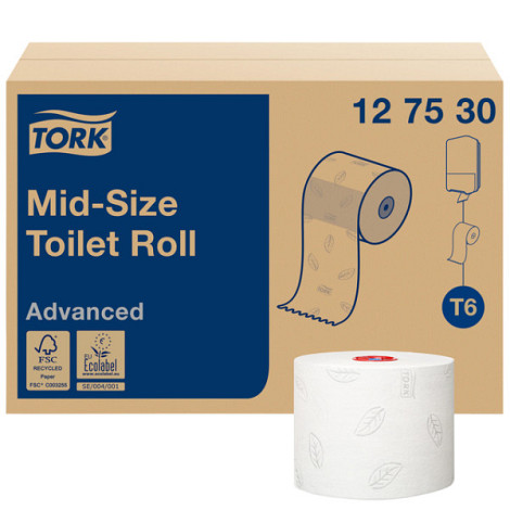 Toiletpapier Tork Mid-size T6 premium 2-laags 100m wit 127530