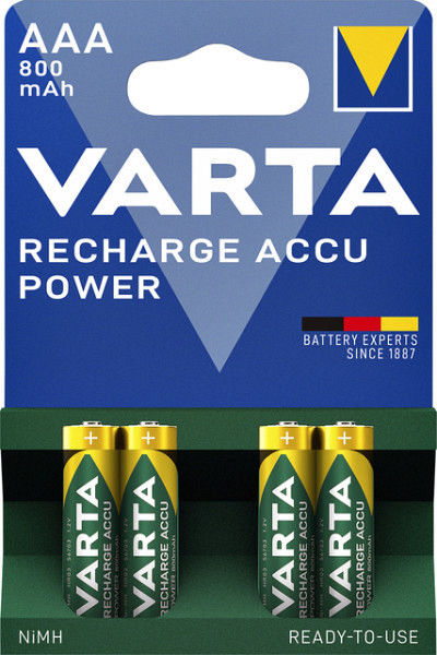 Batterij oplaadbaar Varta 4x AAA 800mAh ready2use