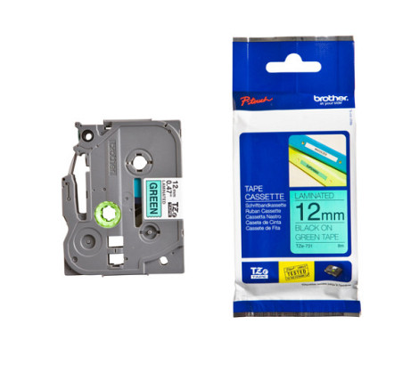 Labeltape Brother P-touch TZe-731 standaard 12mm zwart op groen