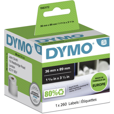 Etiket Dymo LabelWriter adressering 36x89mm 1 rol á 260 stuks wit
