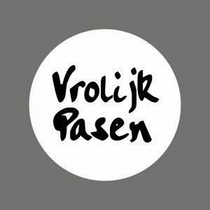 Etiket / Sticker Pasen wit-zwart 'Vrolijk Pasen' 500 stuks