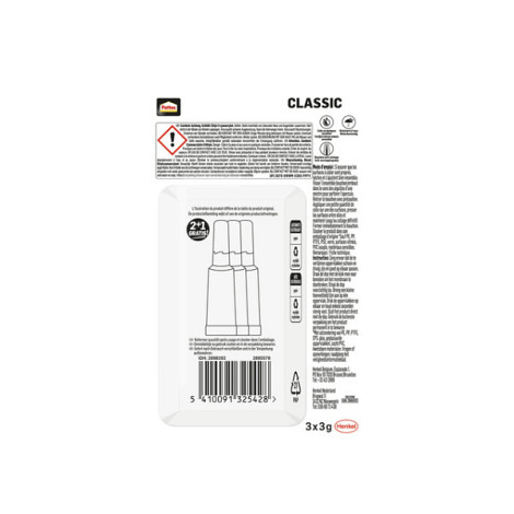 Secondelijm Pattex classic 3 gram blister 2+1 gratis