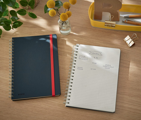 Notitieboek Leitz Cosy B5 160 blz spiraal lijn grijs