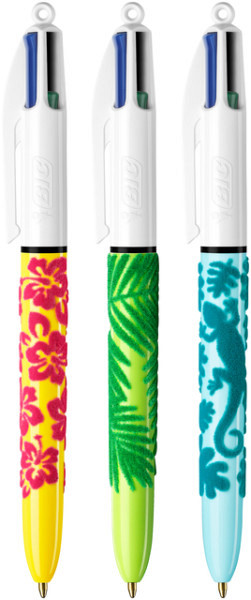 Balpen Bic 4kleuren velours medium assorti