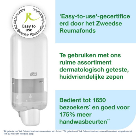 Zeepdispenser Tork S4 Elevation 1000ml wit 564500