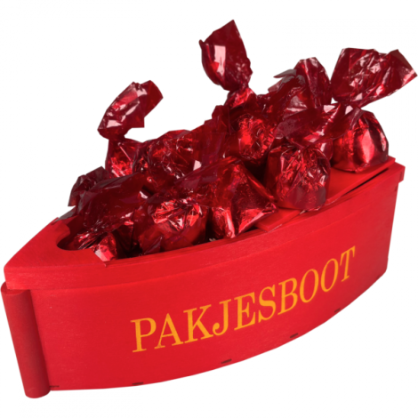houten pakjesboot 20x10x7cm rood