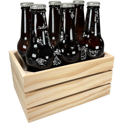 Bierverpakking, Kist Hout 6 flessen 20.5x14.5x10.3cm doos a 14 stuks