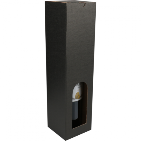 Wijnflesdoos 1 fles golfkarton 88x87x350mm zwart 120 stuks