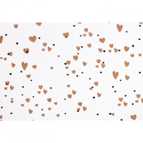 Cadeaupapier 30cm 100m 80gr/m Wit met hearts bronze
