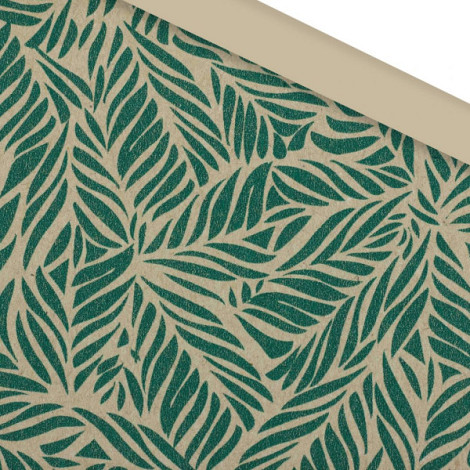 Cadeaupapier 30cm 100m 65gr/m  bruin kraft met groen palmbladeren