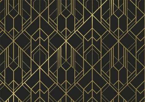 Cadeaupapier 30cm 100m 80gr/m Zwart met guden lijnenpatroon