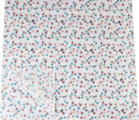 Zijdevloei papier 50x75cm 22gr 100 velgekleurde sterren