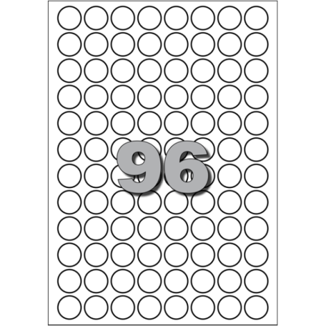 Etiket Avery A5 papier rond 15mm wit 1536 stuks 96 per vel