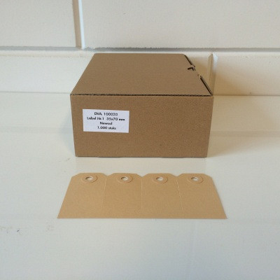 Kartonnen labels nr. 1. 35x70mm 1000 stuks