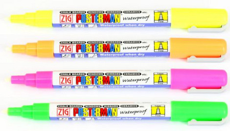 Krijtstift posterman PMA-20 smalle punt 1mm fluor geel