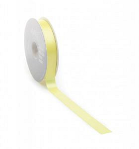 Satijnlint PREMIUM Double face 25mm x 25 meter licht geel