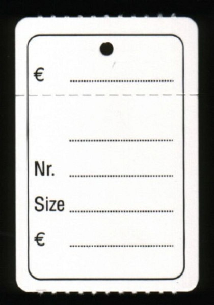Hangetiket op rol 40x60mm bedrukt 1000 stuks