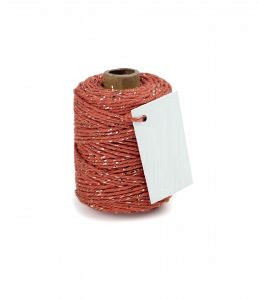 Cotton Cord Lurex Twist Katoen touw 50 meter warm rood /goud ø2mm