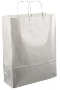 Papieren koordtas 32x12x41cm 50st zilver