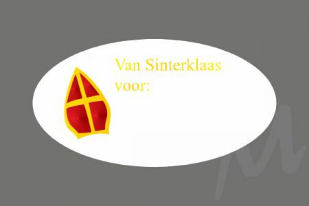 Etiket / Sticker Mijter 'Van Sinterklaas voor:' 500 stuks