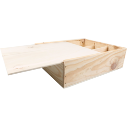 Wijnkist voor 3 flessen 336x267x85mm met schuifdeksel
