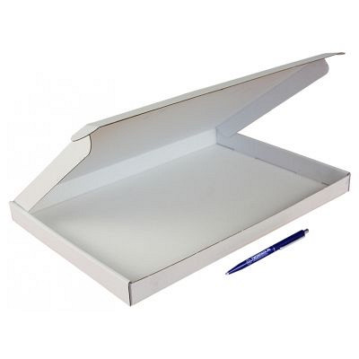 Brievenbusdoos A4+ met klep 370x260x28mm wit 50 stuks