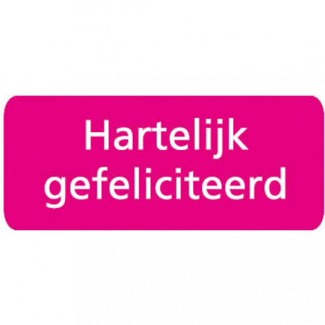 Etiket / Sticker Hartelijk gefeliciteerd fuchsia 500 stuks