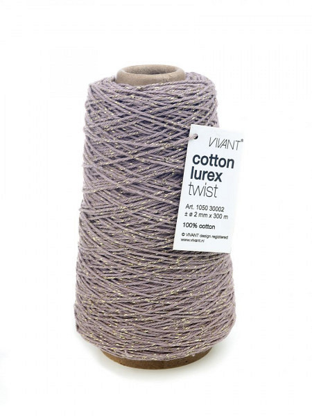 Cotton Cord Lurex Twist Katoen touw 300 meter Lavendel/Goud