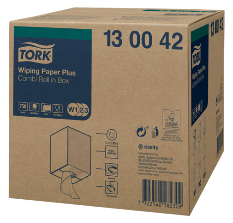 Poetspapier Tork Wiping Plus Combi W1/2/3 multifunctioneel 255m wit 130042
