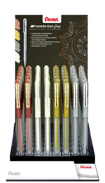 Gelschrijver Pentel K118 Grip medium assorti 4 kleuren